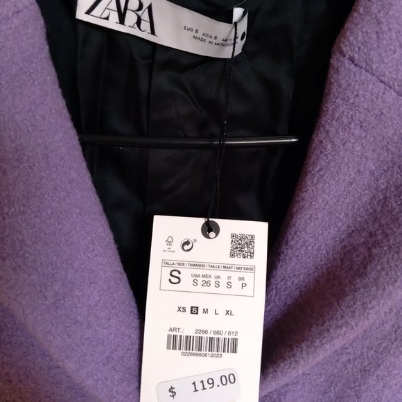 Zara Limited Edition Purple Wool Blend Cropped Blazer - Picture 6 of 8